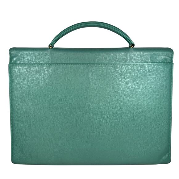 Chanel Seafoam Caviar Kelly Bag CC Briefcase Green Classic Flap Tote Vintage 24K - Picture 3 of 16